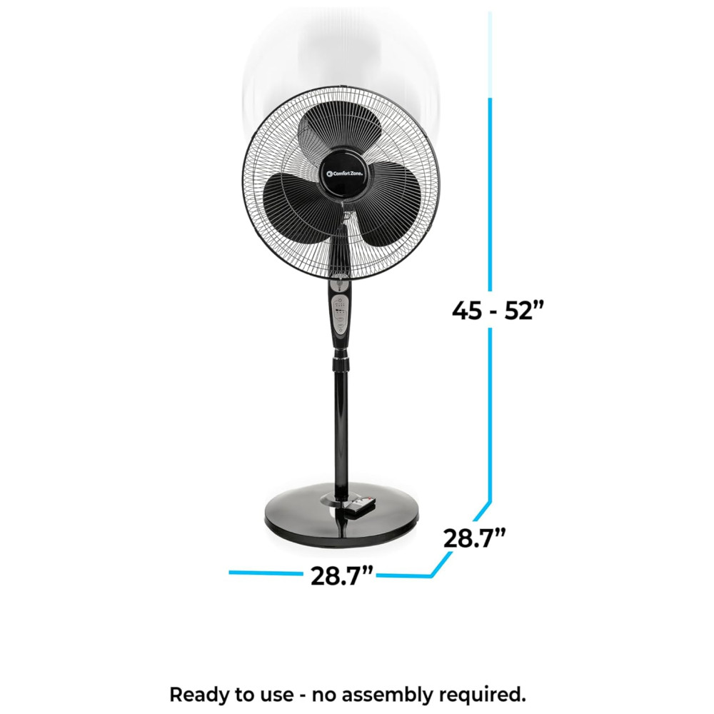 Ventilador de Coluna 3 Velocidades Ajustáveis 110V COMFORT ZONE CZST181RBK Preto - Imagem 8