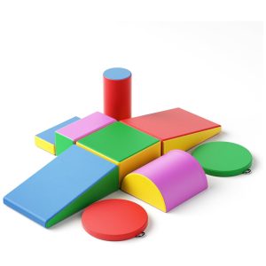 Blocos de Espuma Lischwert para Bebês Conjunto de 9 Peças com Almofada Brinquedos de Escalada Coloridos para Crianças a Partir de 1 Ano.