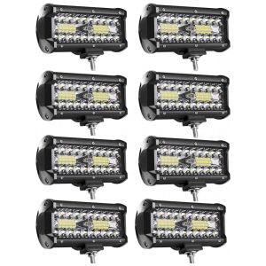 Farol de Milha LED Off Road 24000 LM 120W para Caminhonete Jeep ATV UTV SUV Turboo 8 Unidades