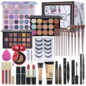 Kit de maquiagem completo TooAemiS vermelho com estojo compacto e acessórios para olhos lábios e rosto