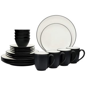 Aparelho de Jantar Elegância e Sofisticação Para Sua Mesa com 20 Peças Formato Redondo e Material de Cerâmica Noritake Preto