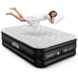 Colchão de Ar Airefina Full com Bomba Integrada 46 cm de Altura Inflação e Deflação Rápidas Colchão Inflável Portátil para Visitas - Tamanho Completo