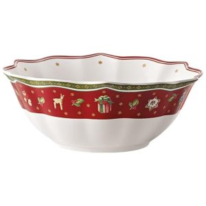 Tigela Natalina para Arroz com Capacidade de 750mL Material de Porcelana e Formato Redondo Villeroy Boch Branca e Vermelha