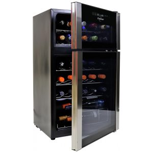Koolatron Wine Fridge Wine Cooler 24 Garrafas Armário para Champanhe Vinho Branco e Tinto Dupla Zona de Resfriamento Autônomo para Bar Casa