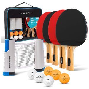 Kit de Ping Pong com Mesa Portátil 4 Raquetes 6 Bolas e Estojo Compacto PRO SPIN Vermelho