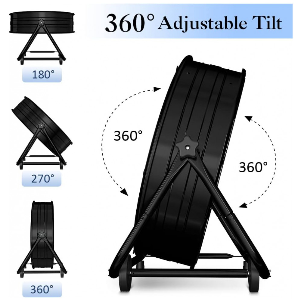 Ventilador Industrial de Tambor LifePlus 61 cm Preto Alta Velocidade 8900 CFM 3 Velocidades Inclinação Ajustável 360° Modelo FGD-24T 110V - Imagem 3