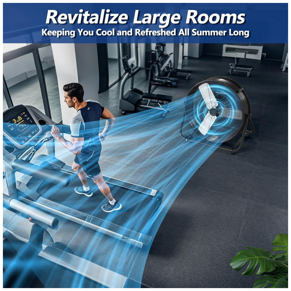 Ventilador Industrial de Tambor LifePlus 61 cm Preto Alta Velocidade 8900 CFM 3 Velocidades Inclinação Ajustável 360° Modelo FGD-24T 110V - Imagem 9