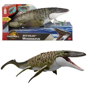 Mattel Jurassic World Rebirth Bite N Blast Mosasaurus Action Figure Mini Dilophosaurus