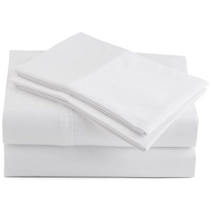 Conjunto de Lençóis de Percal com Elástico Tamanho Queen Material 100% Algodão Pima Peruano com Fbra Extralonga Premium Peru Pima Branco