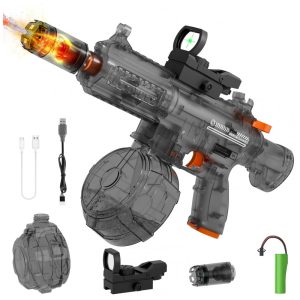 Pistola de água elétrica transparente QHECTTY preta tanque 800 ml alcance longo bateria recarregável