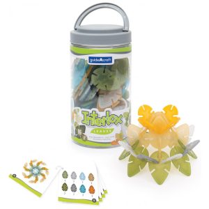 Conjunto de construção Interlox Leaves Guidecraft com 96 peças em formato de folhas feitas com material reciclado