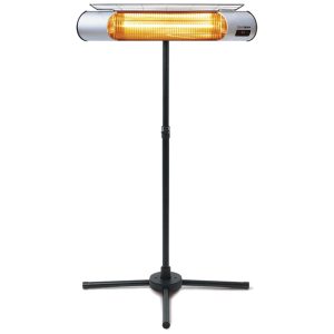 Aquecedor Externo Elétrico com Tripé Controle Remoto e à Prova de Intempéries Resiste à Chuva 110V 1000W HeatMate Prata