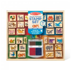 Kit Carimbos de Madeira Tema Animais com 38 Peças para Crianças Acima de 4 Anos Melissa & Doug