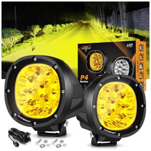 Farol de Milha LED com 9000 Lúmens e Luz Amarela 9 a 32V 90W 2Un Auxbeam Preto