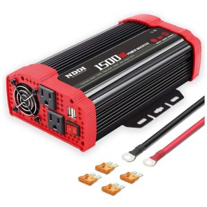 Inversor de Potência 1500W 12V Para AC 2 Tomadas USB 110v NDDI Vermelho