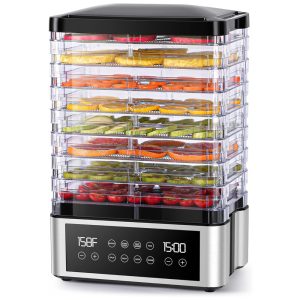 Desidratador de Alimentos 8 Bandejas em Aço Inoxidável com Controle de Tempo e Temperatura Ideal para Jerky Frutas Vegetais Tupoyi