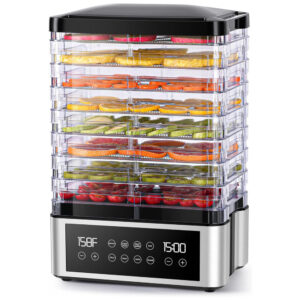 Desidratador de Alimentos, 8 Bandejas em Aço Inoxidável com Controle de Tempo e Temperatura, Ideal para Jerky, Frutas, Vegetais, Tupoyi