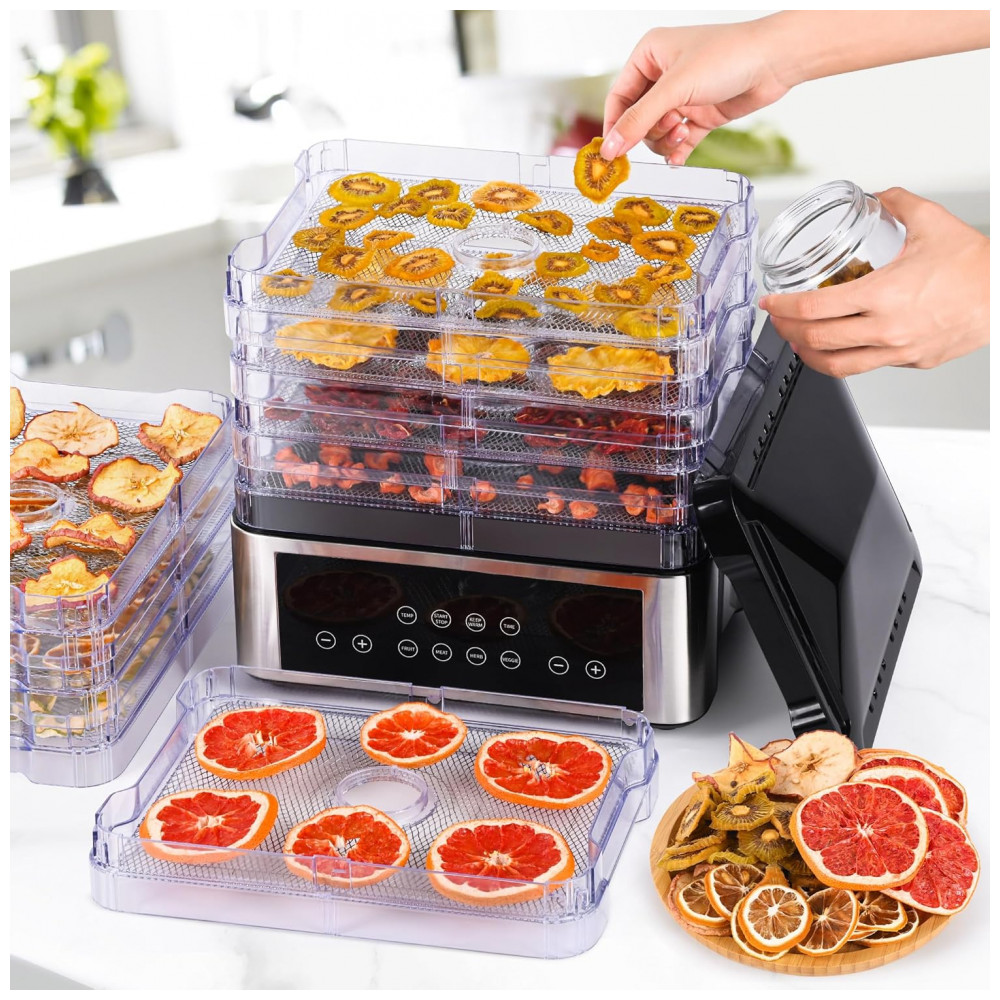 Desidratador de Alimentos, 8 Bandejas em Aço Inoxidável com Controle de Tempo e Temperatura, Ideal para Jerky, Frutas, Vegetais, Tupoyi - Imagem 7