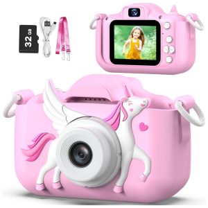 Câmera Selfie Infantil Goopow Para Meninas/Meninos de 3-9 Anos Digital com Capa Protetora e Cartão SD 32GB.