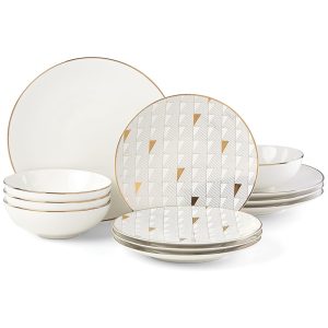 Aparelho de Jantar Elegância e Sofisticação para Sua Mesa com 12 Peças Formato Redondo e Material de Porcelana LENOX 886123 Branco