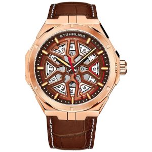 Relógio Masculino Automático Resistente 50m STUHRLING 379.05 Marrom