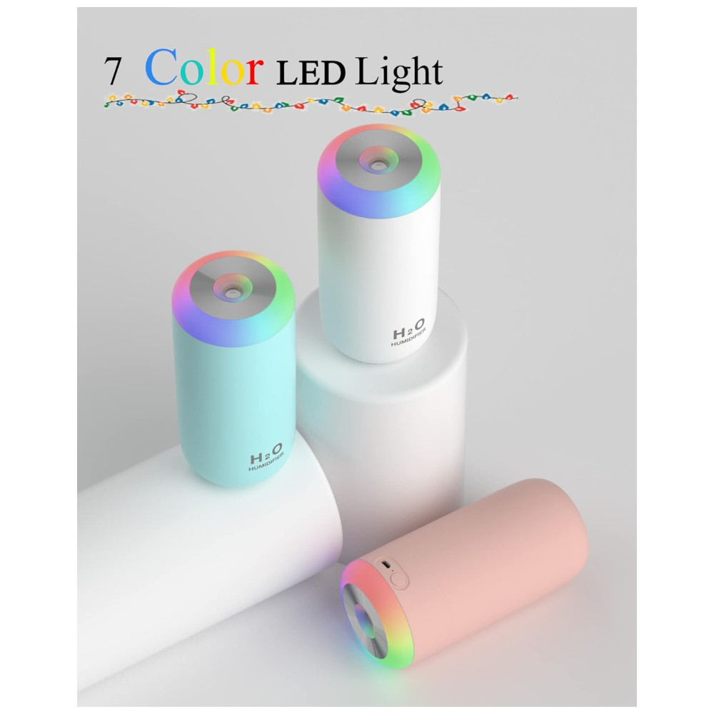 Mini Umidificador Ultrassônico Portátil 350mL com Desligamento Automático Silencioso 110v O MEI STARS Rosa - Imagem 4