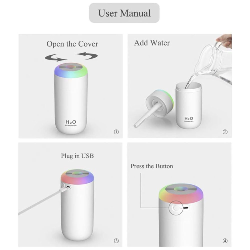 Mini Umidificador Ultrassônico Portátil 350mL com Desligamento Automático Silencioso 110v O MEI STARS Rosa - Imagem 9