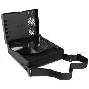 Toca Discos Recarregável Portátil com Bluetooth e Alto Falantes Integrados Victrola Revolution GO Preto