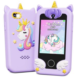 Telefone Brinquedo Infantil KOKODI Unicórnio Para Meninas 3-10 Anos Tela Touchscreen HD Câmera Dupla 8GB Brinquedo Educativo Para Viagem.