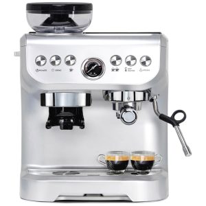 Máquina de Café 15 Bar com Vaporizador Moedor Embutido e Tanque de Água Removível de 2L 110V 1450W MIROX Prata