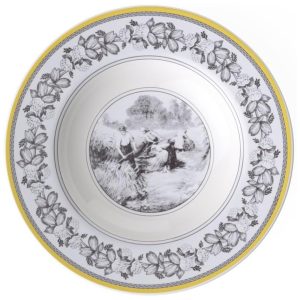 Prato para Sopa de 24 cm Elegância e Praticidade em Sua Mesa com Formato Redondo e Material de Porcelana Villeroy Boch Branco Cinza e Amarelo