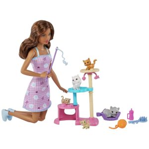 Boneca Barbie Cuidadora de Animais com 5 Acessórios e Pets