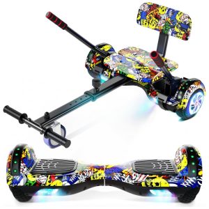 Hoverboard com Assento para Crianças e Adultos 65 e 85 polegadas Bluetooth com Luzes LED Coloridas - Kart Graffiti