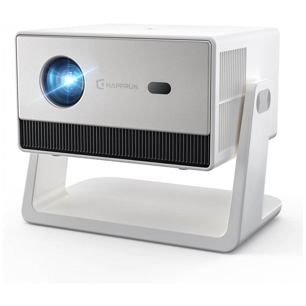 Projetor Inteligente Full HD 1500 ANSI com Suporte, HAPPRUN Decodificação 4K com Wifi e Bluetooth, Compatível com Netflix e Apps Integrados,