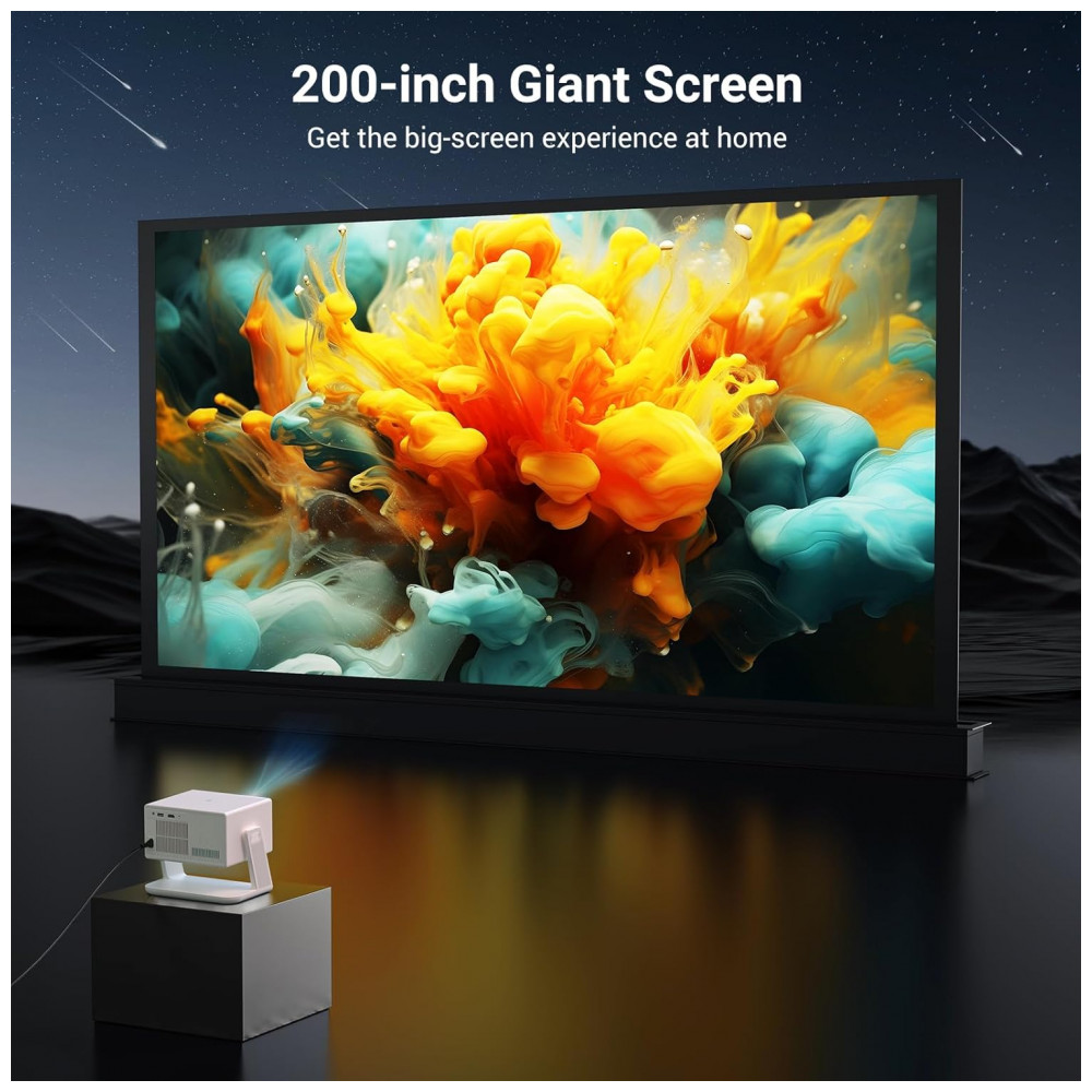 Projetor Inteligente Full HD 1500 ANSI com Suporte, HAPPRUN Decodificação 4K com Wifi e Bluetooth, Compatível com Netflix e Apps Integrados, - Imagem 4