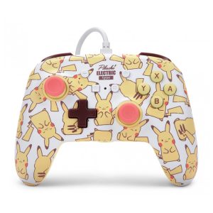 Controle com fio PowerA Enhanced para Nintendo Switch Pikachu Blush com entrada de áudio e botões avançados mapeáveis