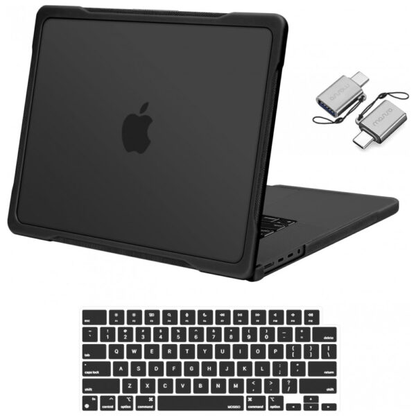MOSISO Capa para MacBook Pro 16" 2025-2021 M4/M3/M2/M1, Hard Shell Anti-Risco com TPU, Filme de Teclado e Adaptador Type C, Preto