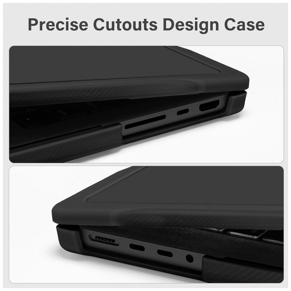 MOSISO Capa para MacBook Pro 16" 2025-2021 M4/M3/M2/M1, Hard Shell Anti-Risco com TPU, Filme de Teclado e Adaptador Type C, Preto - Imagem 3