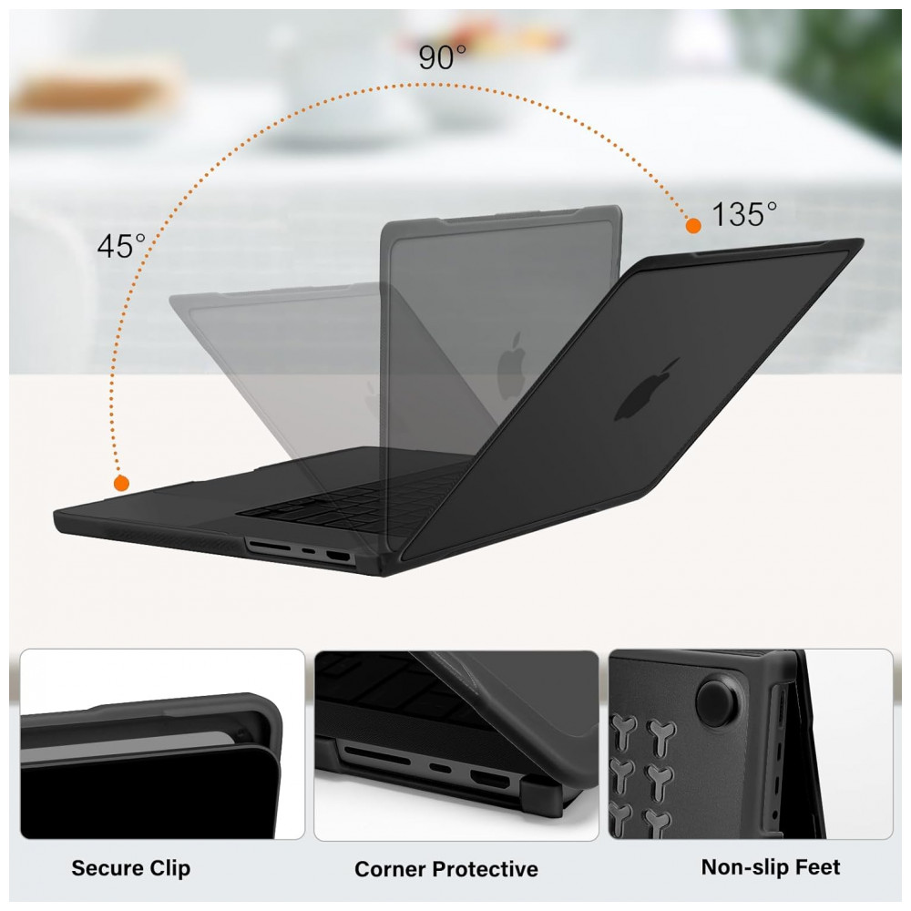 MOSISO Capa para MacBook Pro 16" 2025-2021 M4/M3/M2/M1, Hard Shell Anti-Risco com TPU, Filme de Teclado e Adaptador Type C, Preto - Imagem 4