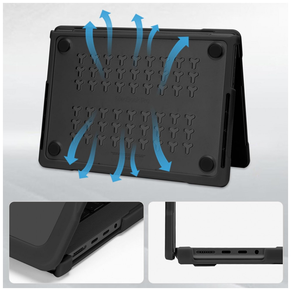 MOSISO Capa para MacBook Pro 16" 2025-2021 M4/M3/M2/M1, Hard Shell Anti-Risco com TPU, Filme de Teclado e Adaptador Type C, Preto - Imagem 5