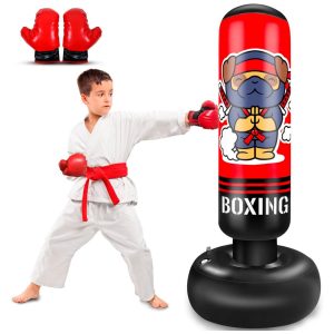 SHZYGQ Saco de Pancadas Inflável Infantil 165 cm com Luvas - Conjunto de Boxe para Meninos e Meninas