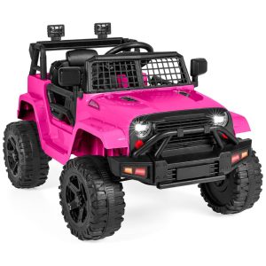 Caminhão Elétrico Infantil Best Choice Products 12V com Controle Remoto para Pais Suspensão de Molas Luzes LED Porta AUX Rosa Vibrante