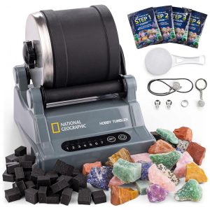 Hobby Rock Tumbler Kit – Polidor de Pedras à Prova de Vazamentos com Temporizador de 7 Dias Kit Completo com Grit e GemFoam National Geographic