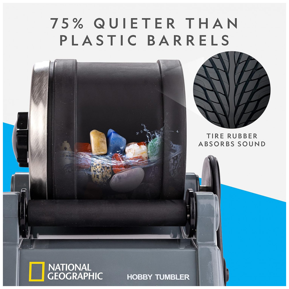 Hobby Rock Tumbler Kit – Polidor de Pedras à Prova de Vazamentos com Temporizador de 7 Dias, Kit Completo com Grit e GemFoam National Geographic - Imagem 4