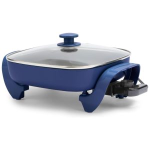 Frigideira Elétrica GreenLife 30cm 5 Litros Quadrada Tampa de Vidro Ventilada Revestimento Cerâmico Livre de Substâncias Nocivas Controle de Temperatura Ajustável Cabos