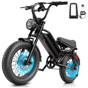 Bicicleta elétrica Jasion YR16 preta phantom pneus 16x4 motor 750W nominal 2000W pico bateria 48V 125Ah 600Wh suspensão dupla 1 marcha 110V