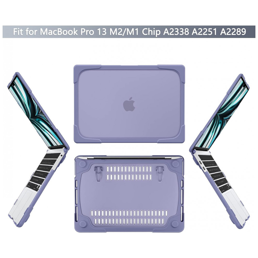 Capa Rígida Batianda para MacBook Pro 13" – Modelos A2338 A2289 A2251 com Suporte Dobrável Tampa de Teclado e Película de Tela – Cinza Lavanda - Imagem 3