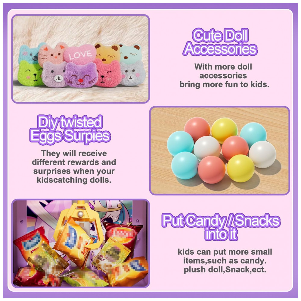 Máquina de Garra Vanvimen Roxa para Crianças com Som, Mini Arcade e Brinquedos, Vending Machine Infantil para Idades 3 a 8 - Imagem 4