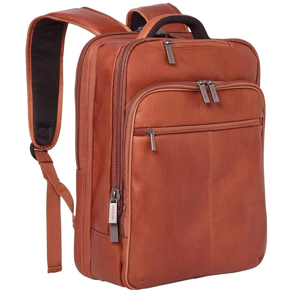 Mochila Antifurto RFID de Couro Colombiano para Laptop KENNETH COLE REACTION 580674E Marrom