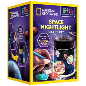 Diamond Painting Night Light Sistema Solar – Brinquedo Educativo STEM, Painel com 1.000+ Gemas, Presente Criativo para Crianças, Multicolor, National Geographic